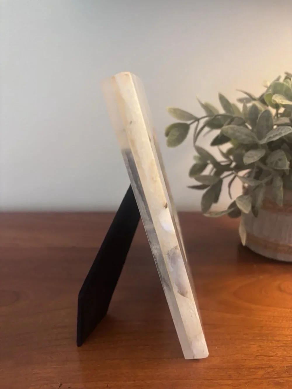 NWT Arhaus White Agate Picture Photo Frame 4x4 Photo Kickstand Heavy